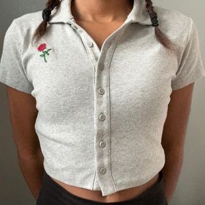 Forever 21 grey polo crop top🌹
